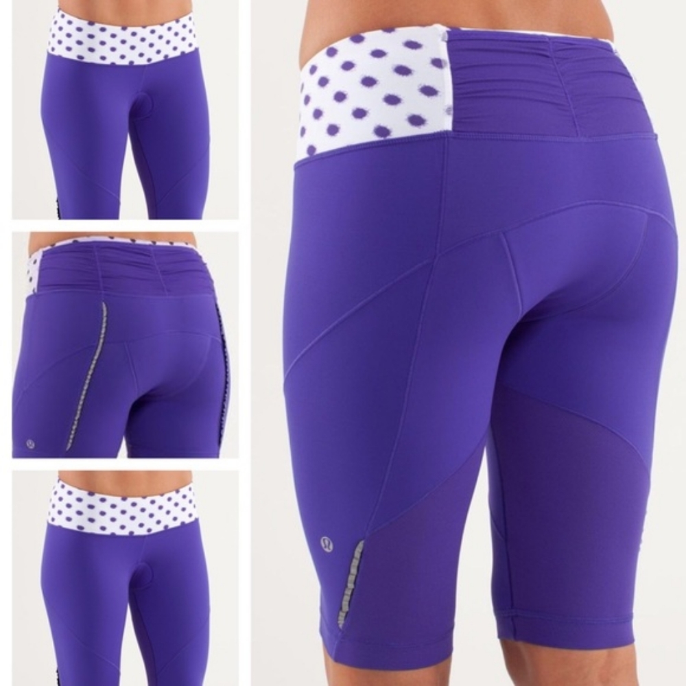 Lululemon presta padded purple cycle shorts size 6